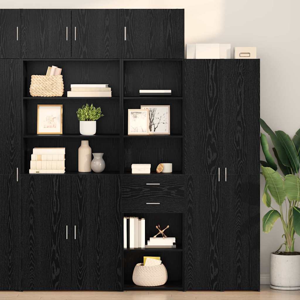 Highboard Schwarz Eichen-Optik 50 x 42,5 x 225 cm Holzwerkstoff