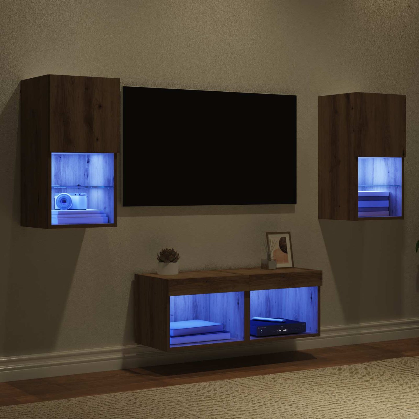 TV-Wandregale 4 stk. Artisan-Eiche Holzwerkstoff