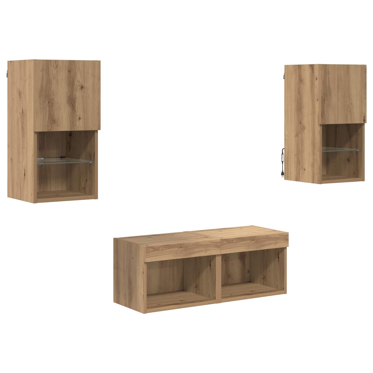 TV-Wandregale 4 stk. Artisan-Eiche Holzwerkstoff