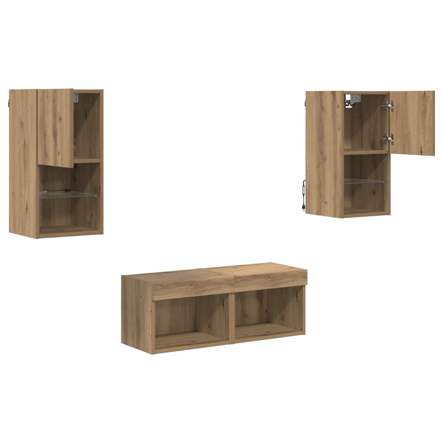 TV-Wandregale 4 stk. Artisan-Eiche Holzwerkstoff
