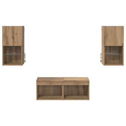 TV-Wandregale 4 stk. Artisan-Eiche Holzwerkstoff