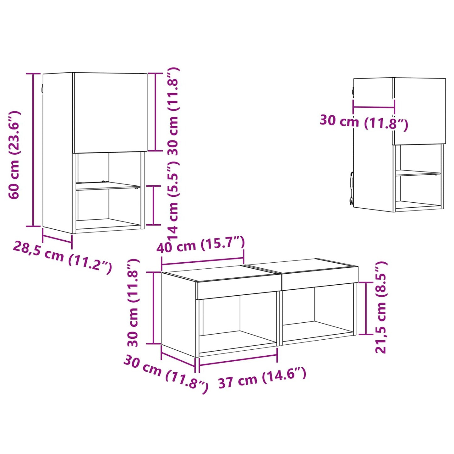 TV-Wandregale 4 stk. Artisan-Eiche Holzwerkstoff
