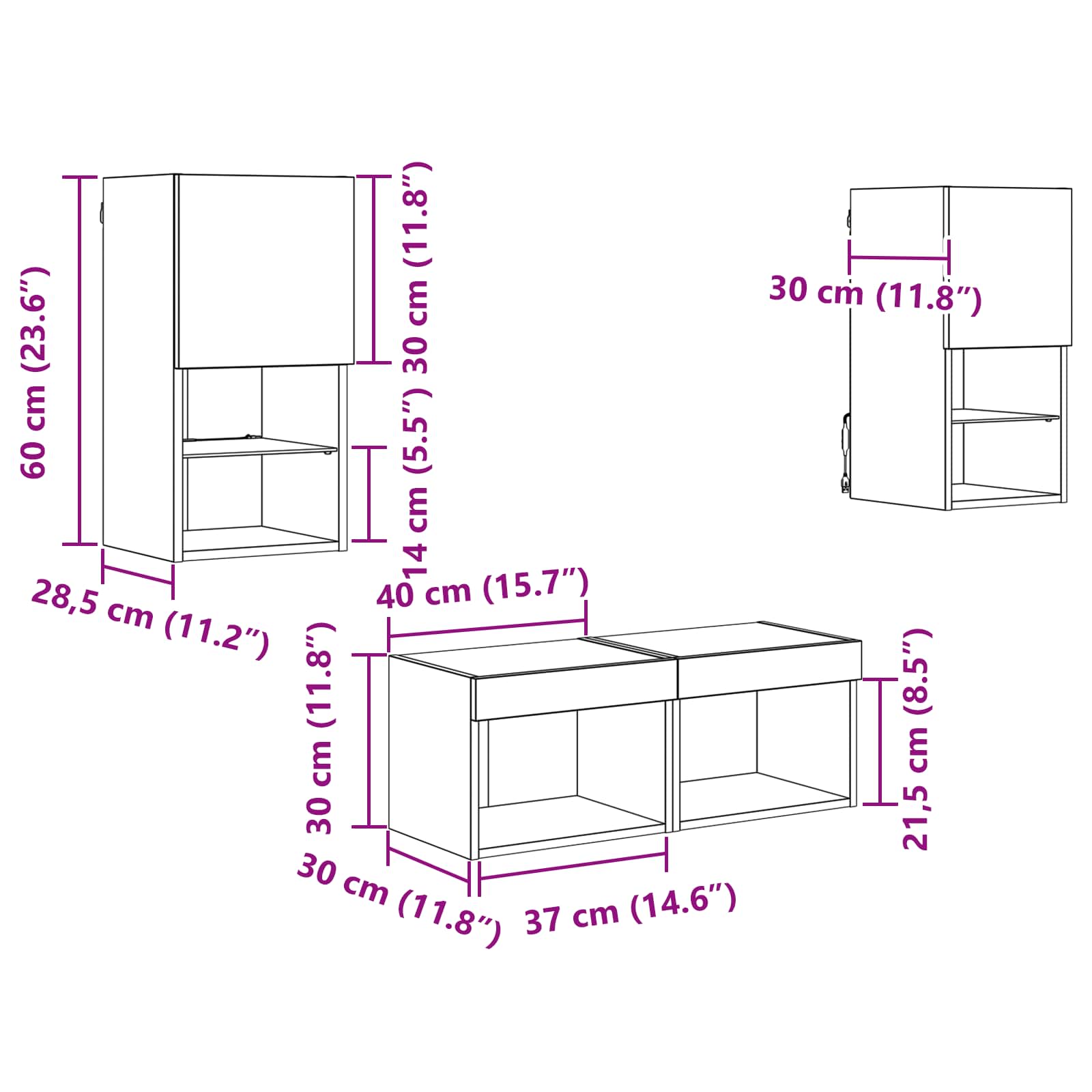 TV-Wandregale 4 stk. Artisan-Eiche Holzwerkstoff