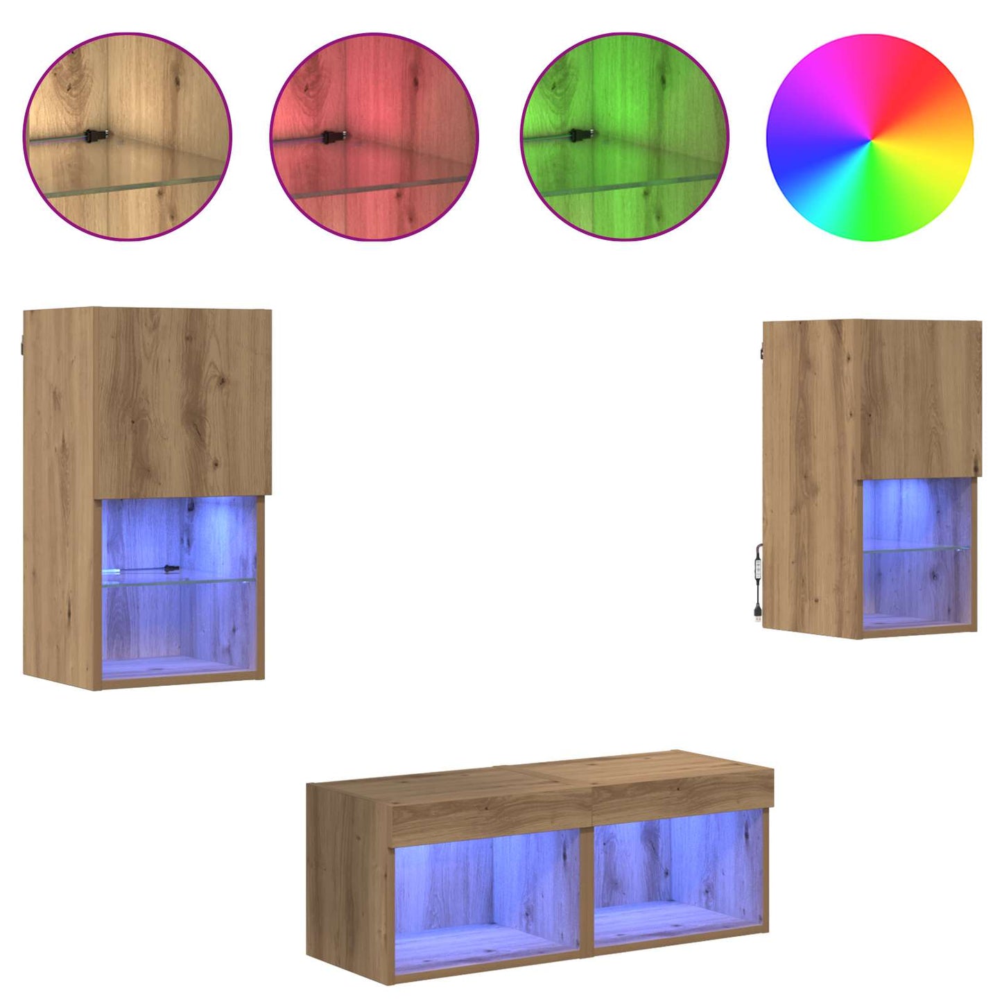 TV-Wandregale 4 stk. Artisan-Eiche Holzwerkstoff