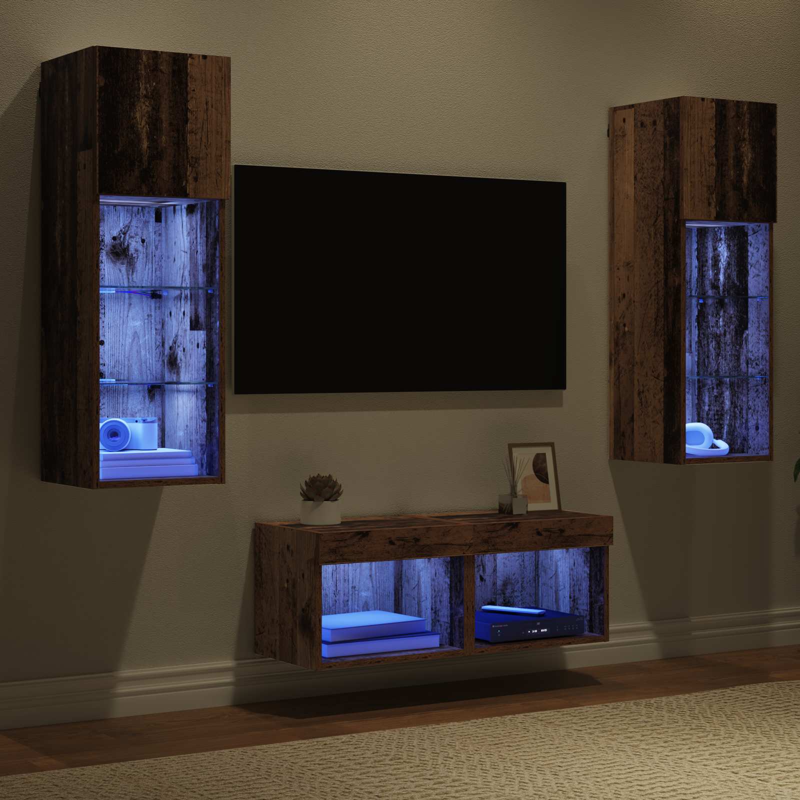 TV-Wandregale 4 pcs Artisan-Eiche Holzwerkstoff