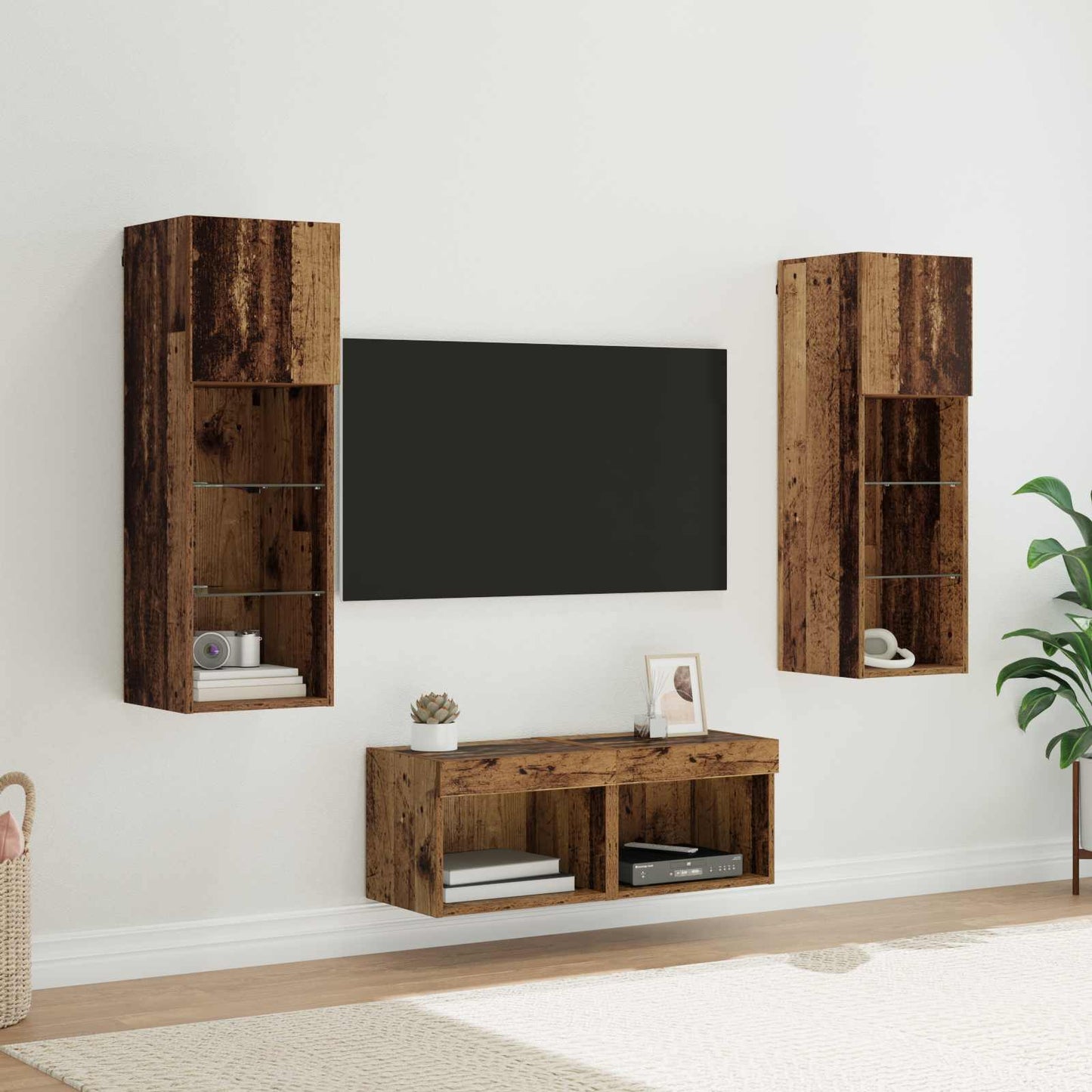 TV-Wandregale 4 pcs Artisan-Eiche Holzwerkstoff