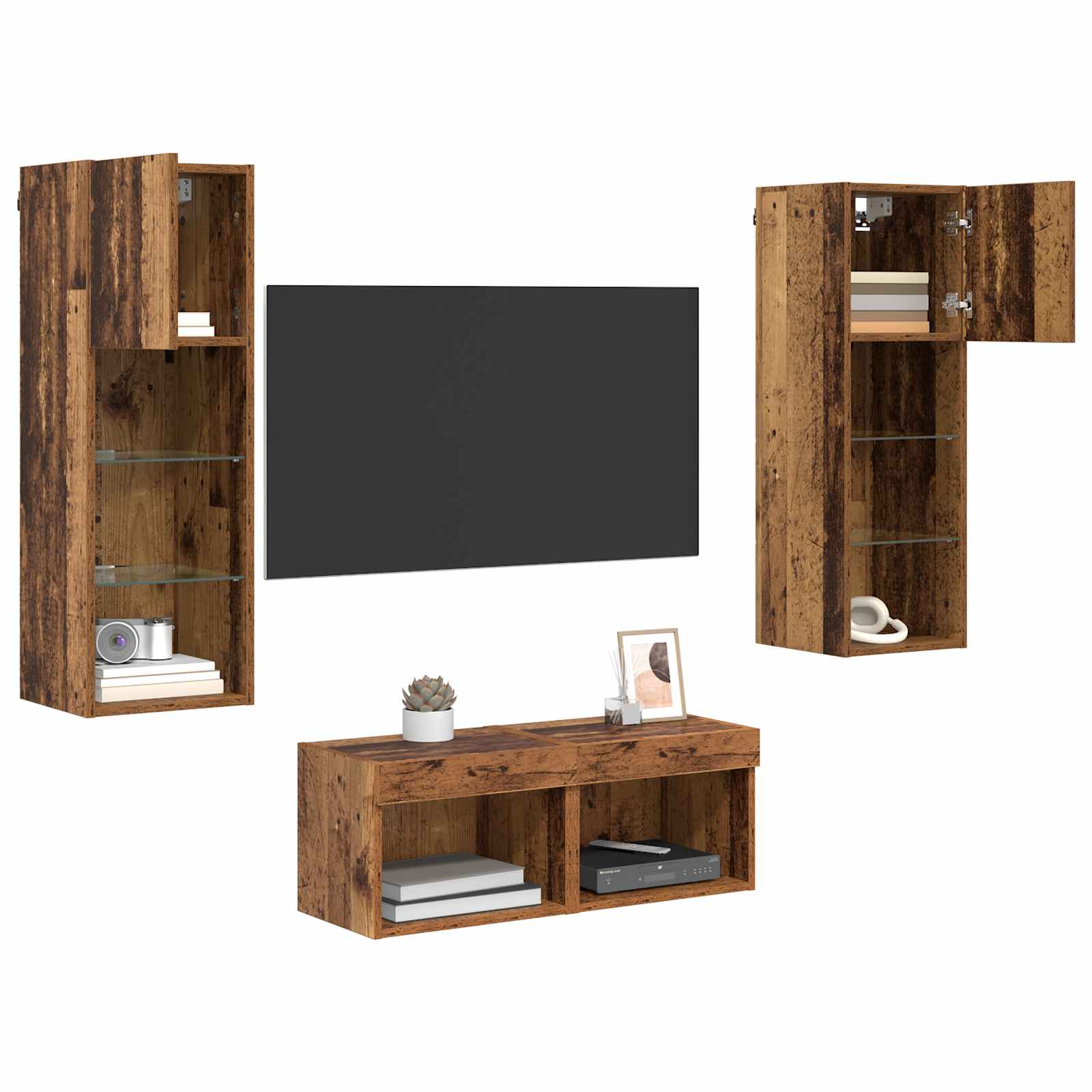 TV-Wandregale 4 pcs Artisan-Eiche Holzwerkstoff