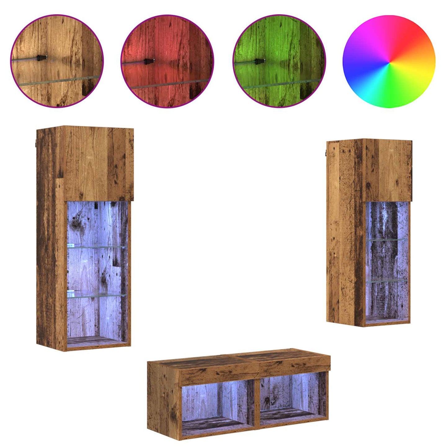 TV-Wandregale 4 pcs Artisan-Eiche Holzwerkstoff
