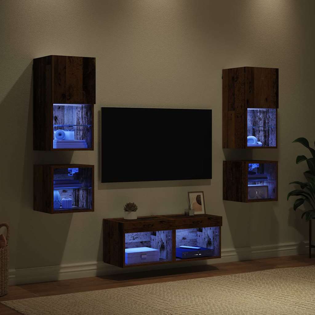 TV-Wandgeräte 8 stk. Altholz Holzwerkstoff