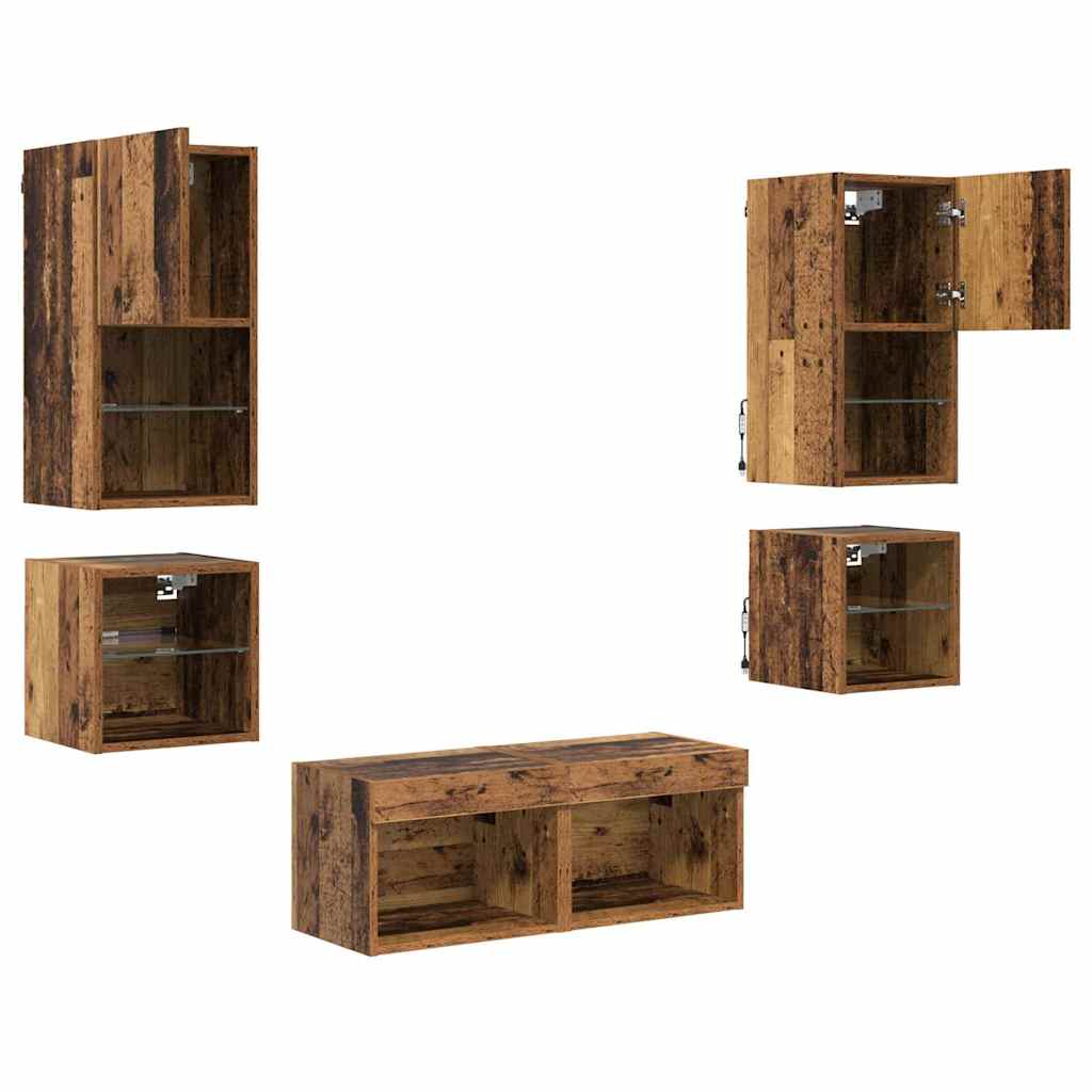 TV-Wandgeräte 8 stk. Altholz Holzwerkstoff