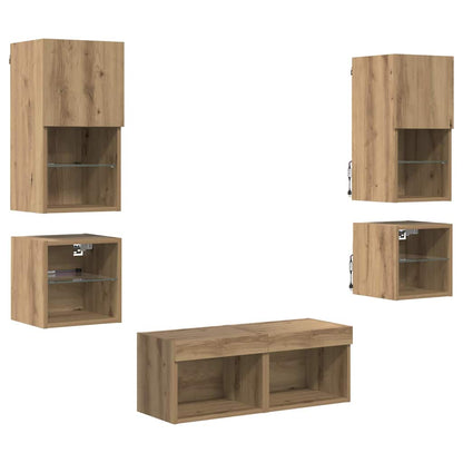 TV-Wandgeräte 8 stk. Artisan-Eiche Holzwerkstoff