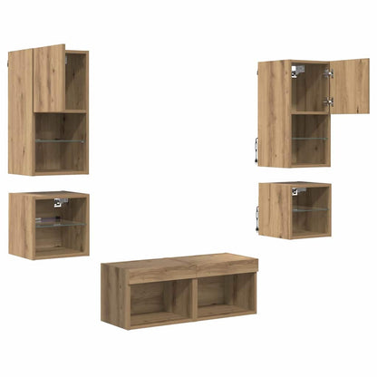 TV-Wandgeräte 8 stk. Artisan-Eiche Holzwerkstoff