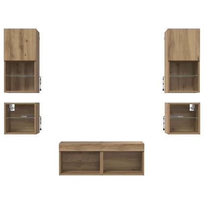 TV-Wandgeräte 8 stk. Artisan-Eiche Holzwerkstoff