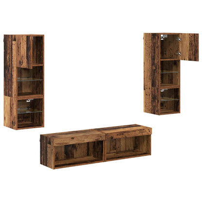 TV-Wandmöbel 6 stk. Altholz Holzwerkstoff