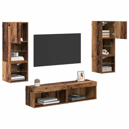 TV-Wandmöbel 6 stk. Altholz Holzwerkstoff