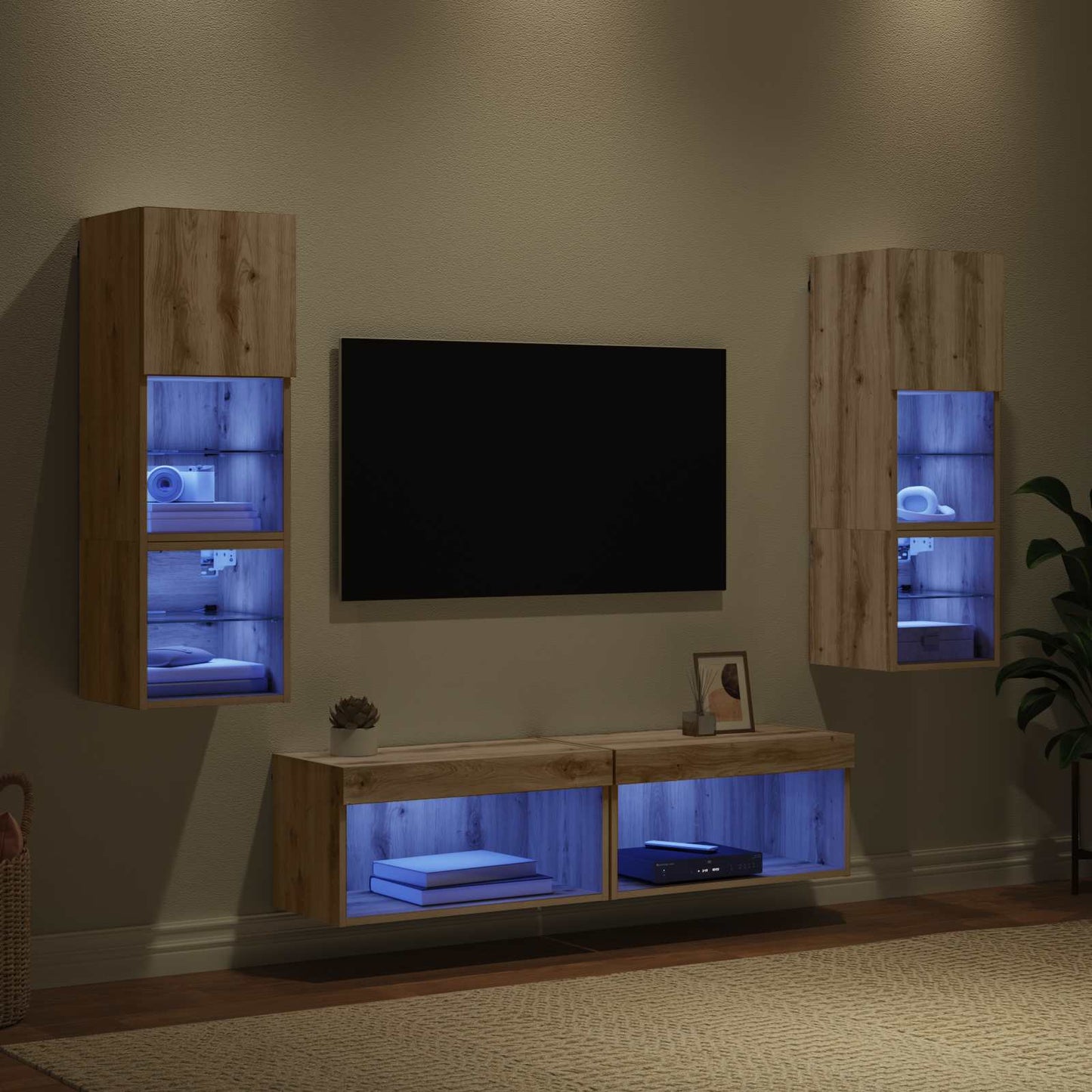 TV-Wandmöbel 6 pcs Artisan-Eiche Holzwerkstoff