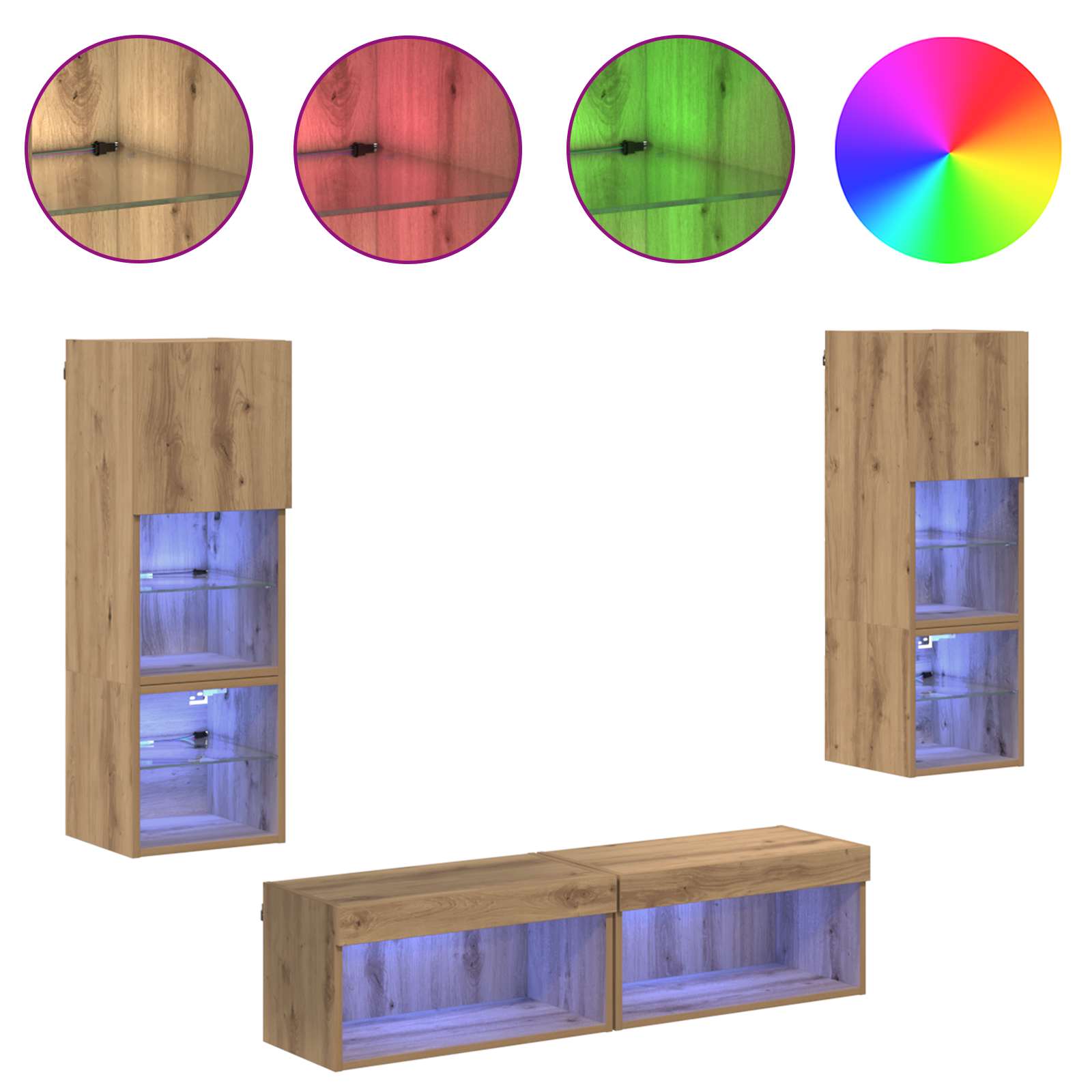 TV-Wandmöbel 6 pcs Artisan-Eiche Holzwerkstoff