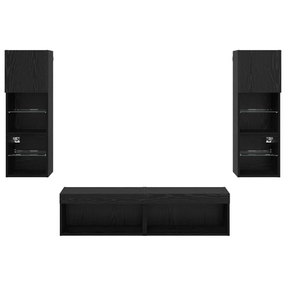 TV-Wandmöbel 6 stk. Schwarz Eichen-Optik Holzwerkstoff