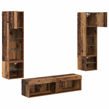 TV-Wandmöbel 6 stk. Altholz Holzwerkstoff