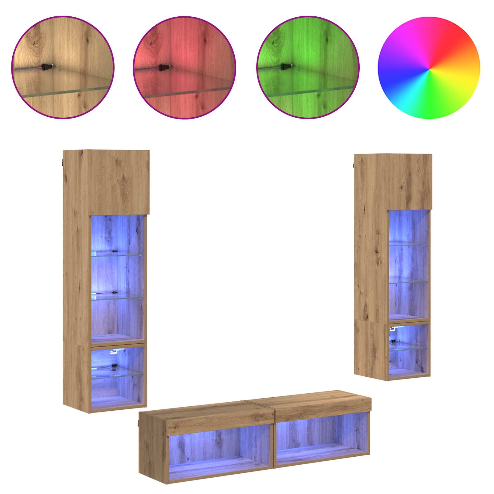 TV-Wandmöbel 6 pcs Artisan-Eiche Holzwerkstoff