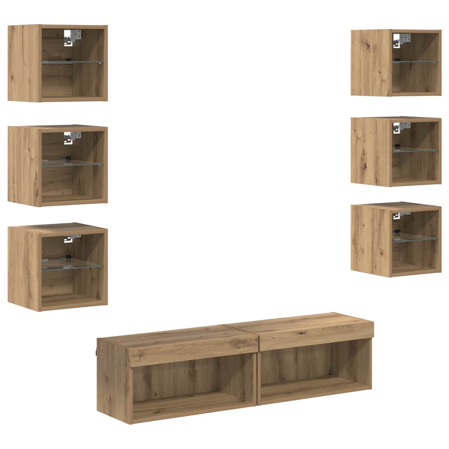 TV-Schränk 8 pcs Artisan-Eiche Glas
