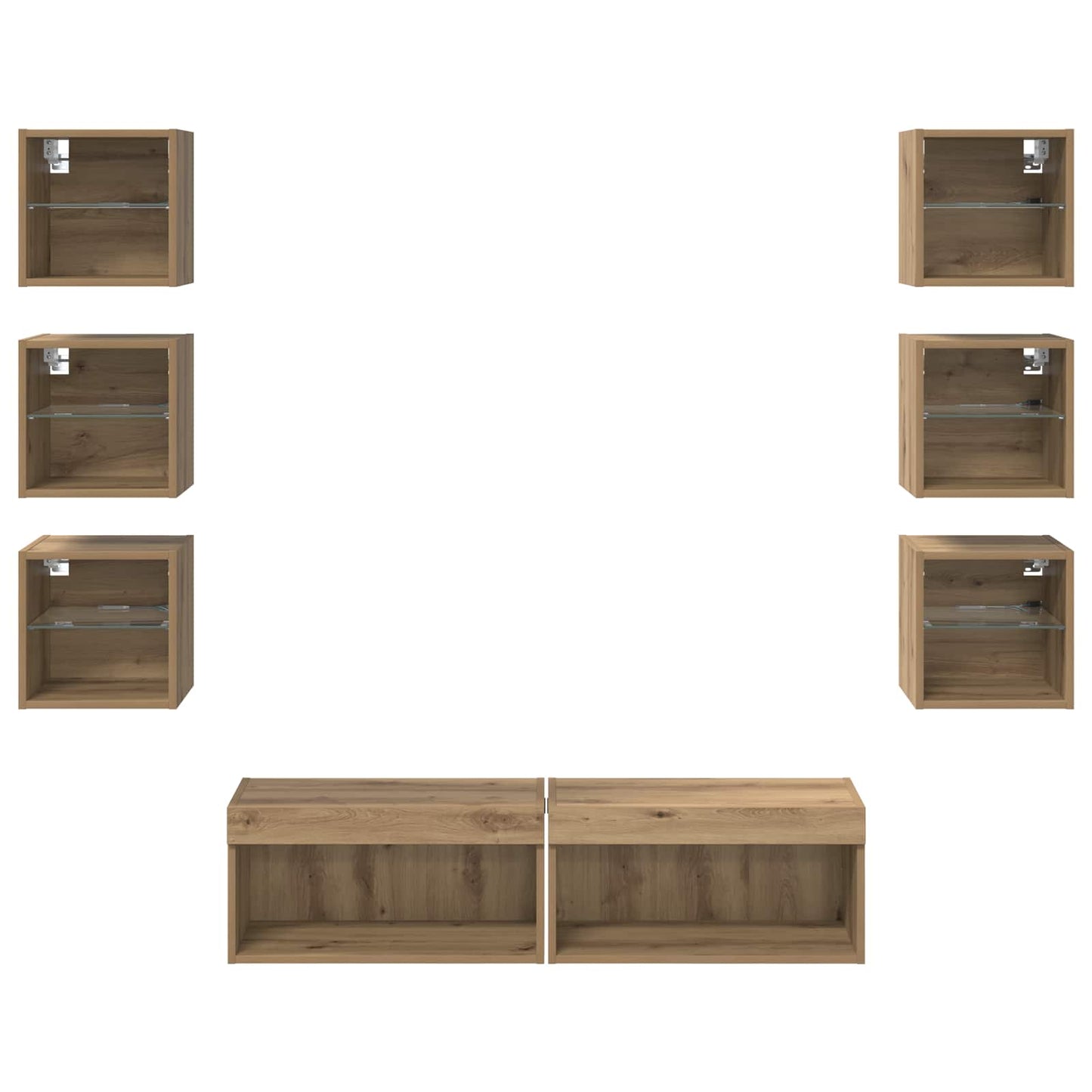 TV-Schränk 8 pcs Artisan-Eiche Glas