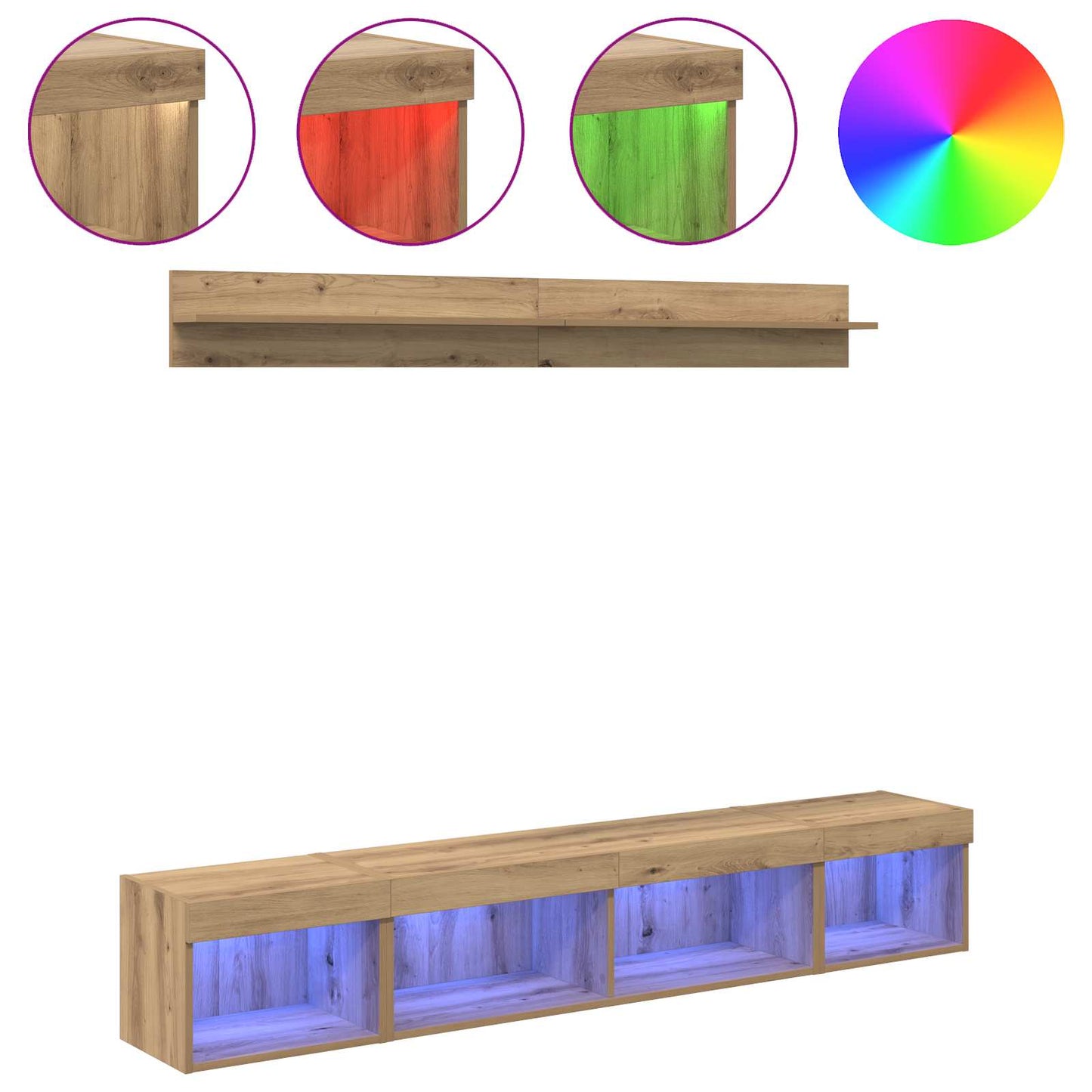 TV-Wandregal-Set 5 pcs Artisan-Eiche Holzwerkstoff