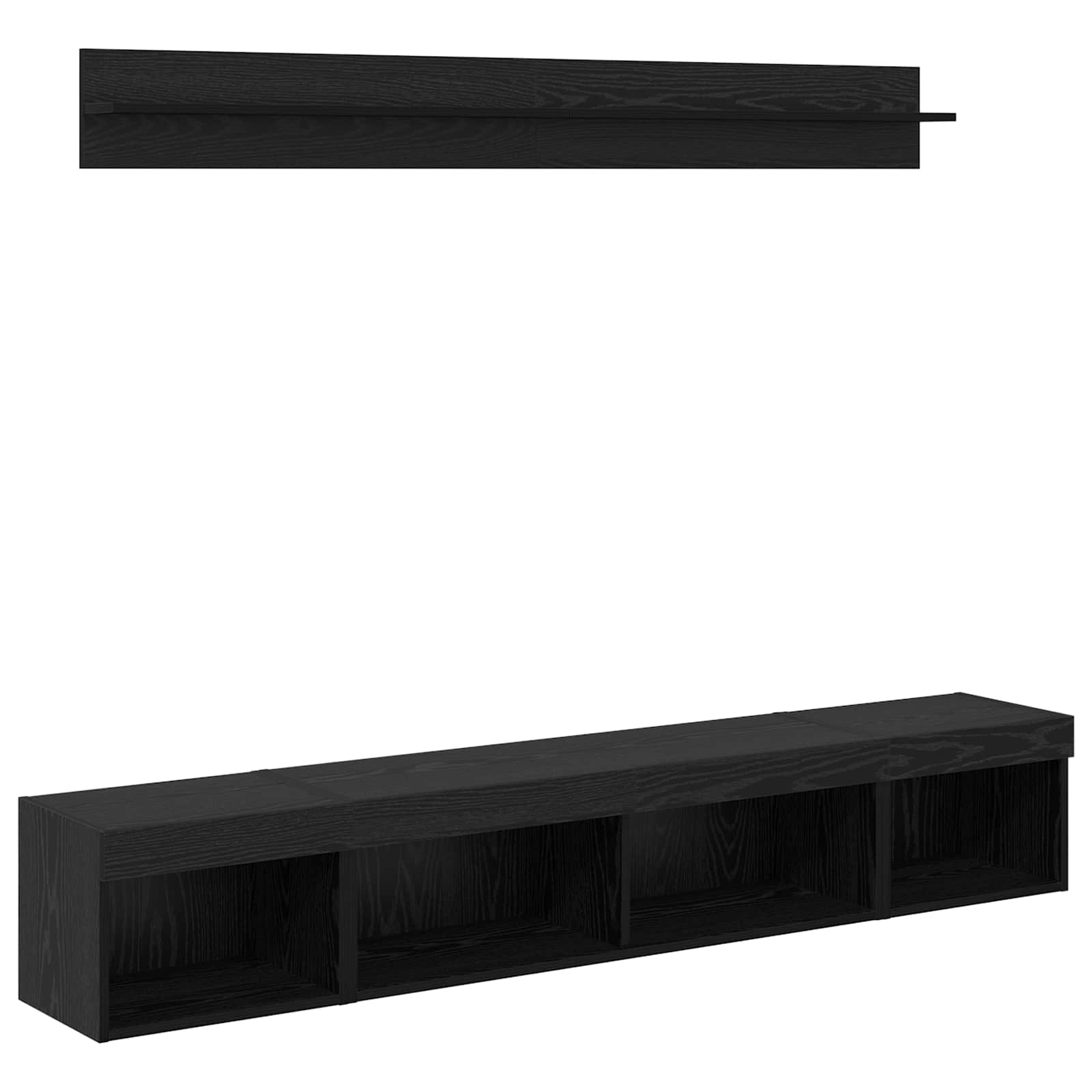 TV-Wandregal-Set 5 stk. Schwarz Eichen-Optik Holzwerkstoff
