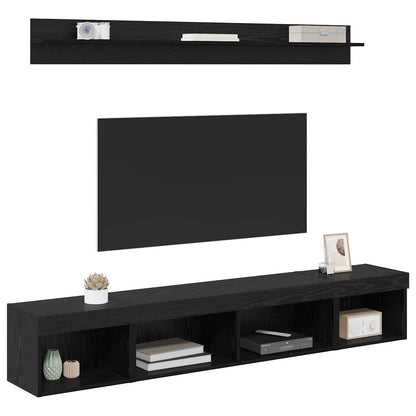 TV-Wandregal-Set 5 stk. Schwarz Eichen-Optik Holzwerkstoff