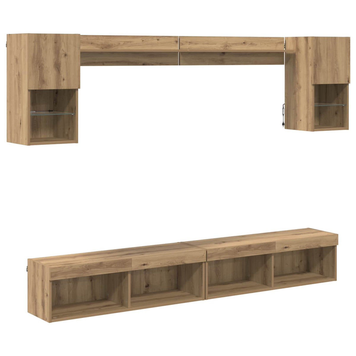 TV Wand Einheiten mit LED 6 stk. Artisan-Eiche