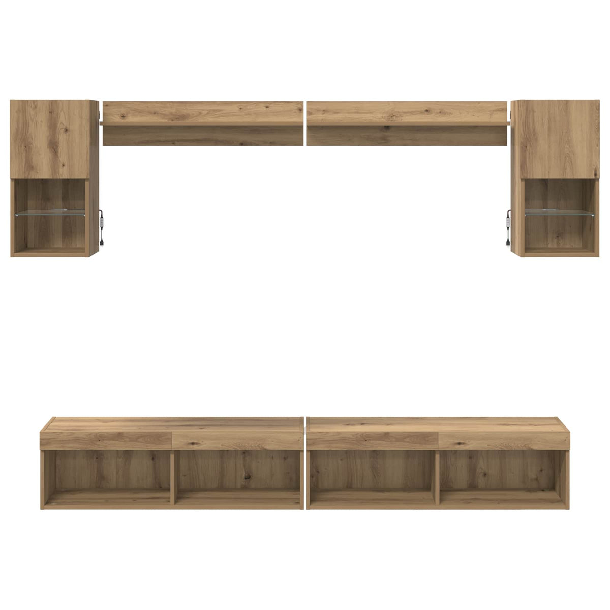 TV Wand Einheiten mit LED 6 stk. Artisan-Eiche