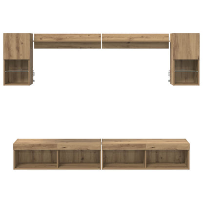 TV Wand Einheiten mit LED 6 stk. Artisan-Eiche