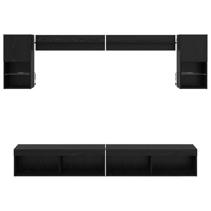 TV Wand Einheiten mit LED 6 stk. Schwarz Eichen-Optik