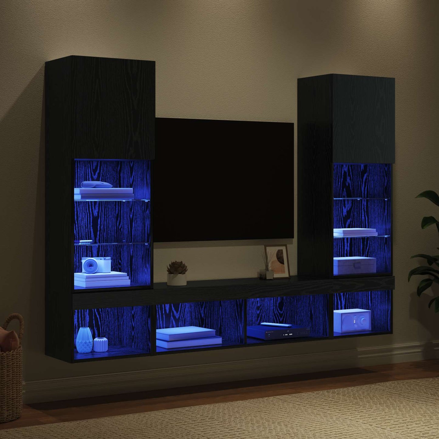 TV Wand Einheiten mit LED 5 pcs 40,5 x 30 x 102 cm