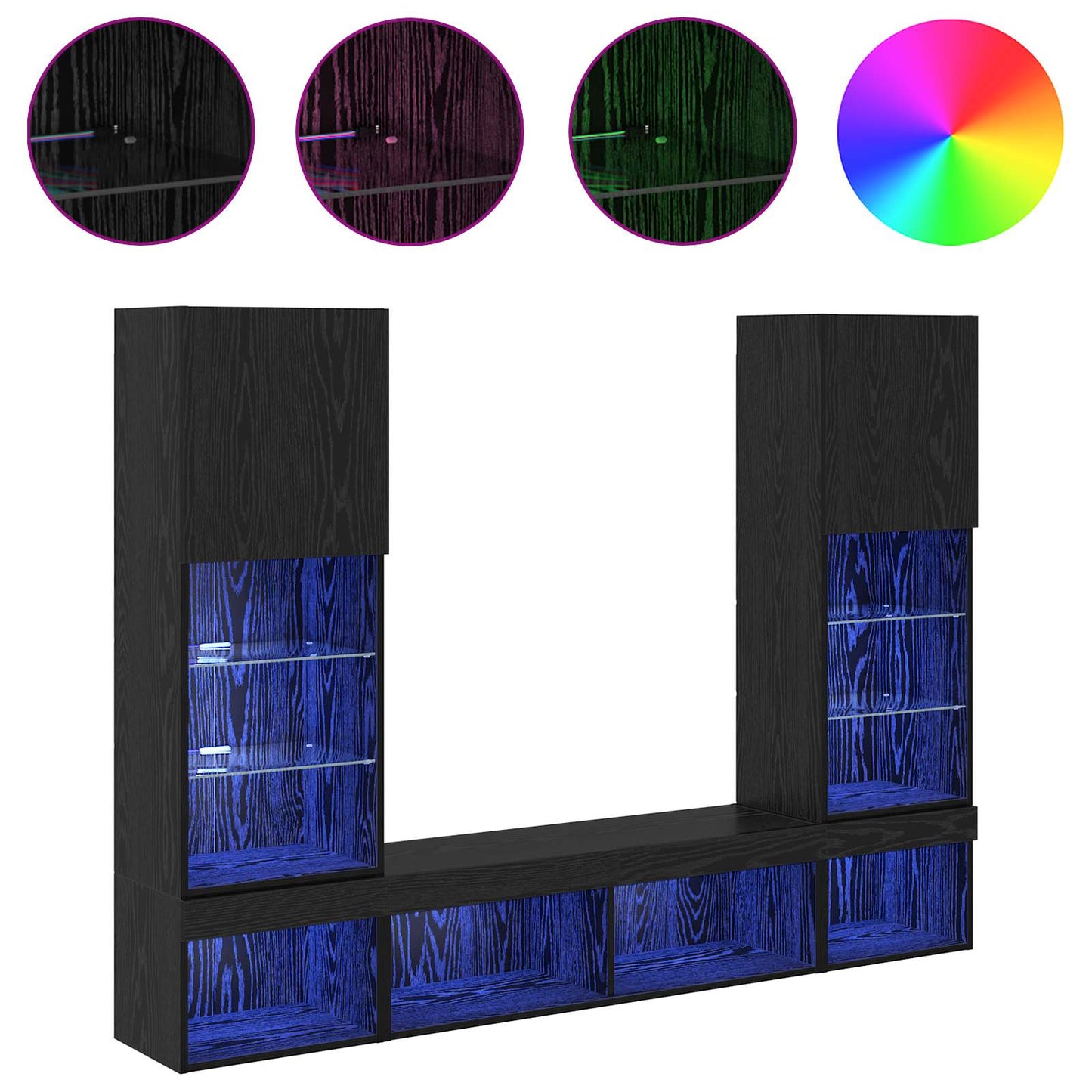 TV Wand Einheiten mit LED 5 pcs 40,5 x 30 x 102 cm
