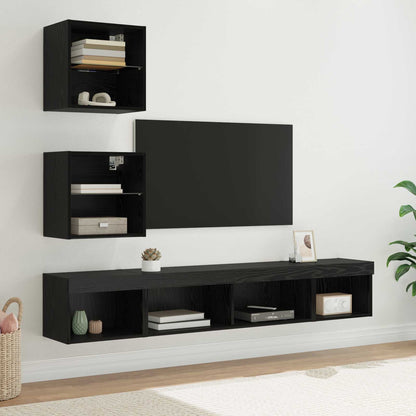 TV Wand Einheiten mit LED 5 stk. Schwarz Eichen-Optik