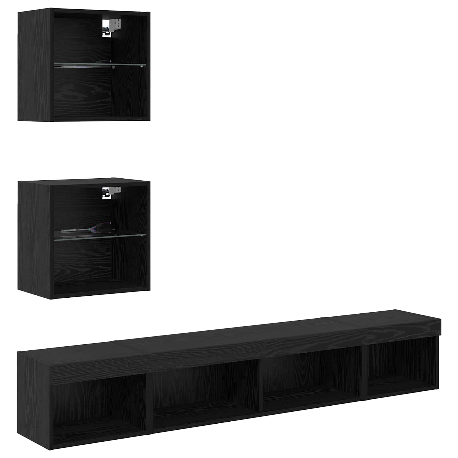 TV Wand Einheiten mit LED 5 stk. Schwarz Eichen-Optik