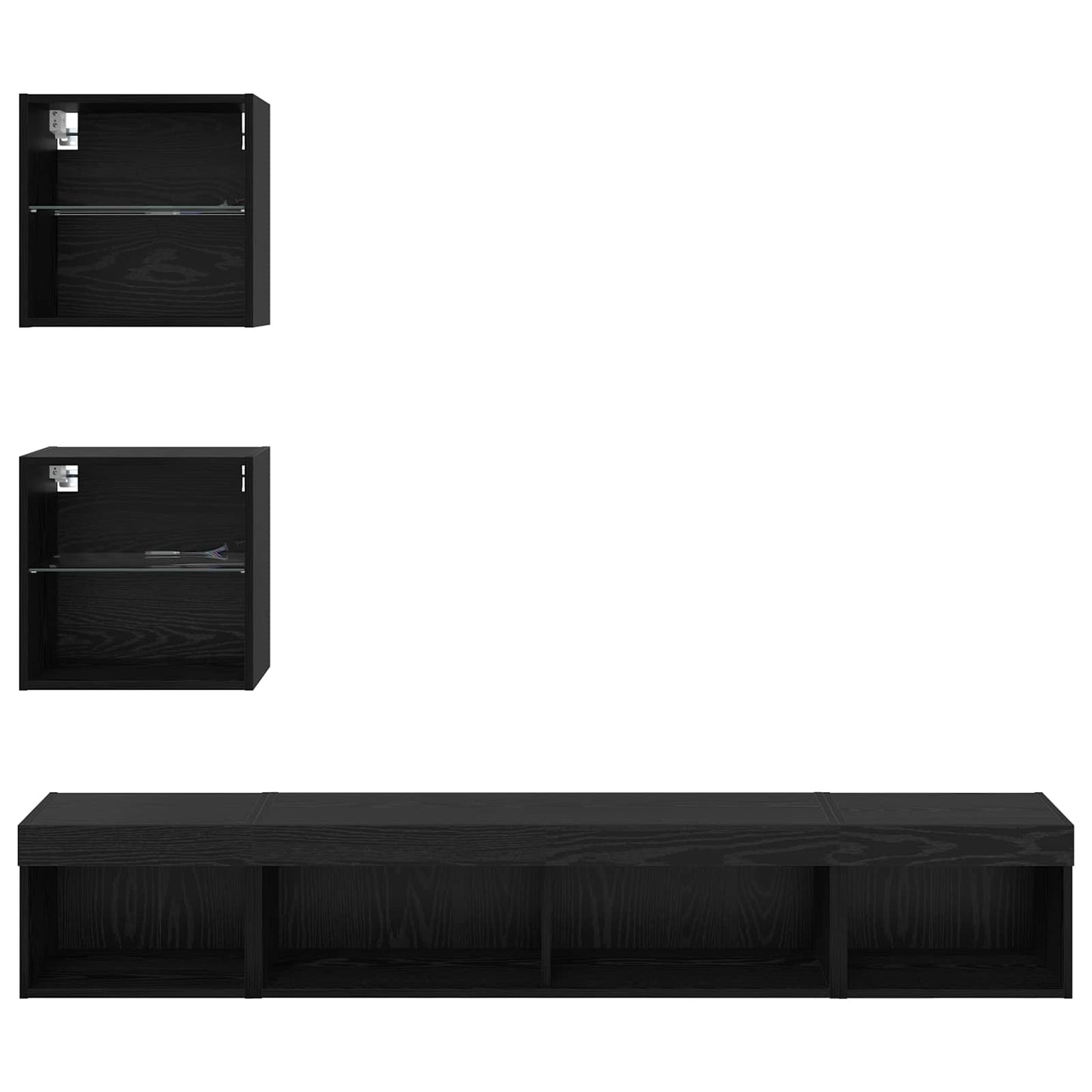 TV Wand Einheiten mit LED 5 stk. Schwarz Eichen-Optik