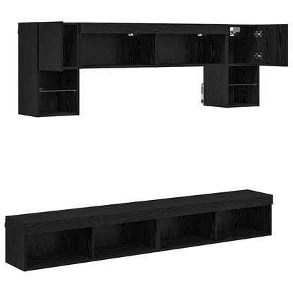 TV Wand Einheiten mit LED 6 stk. Schwarz Eichen-Optik