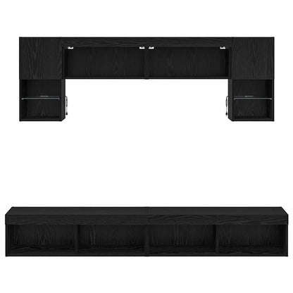 TV Wand Einheiten mit LED 6 stk. Schwarz Eichen-Optik