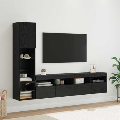 TV-Wandmöbel 4 stk. Schwarz Eichen-Optik Holzwerkstoff