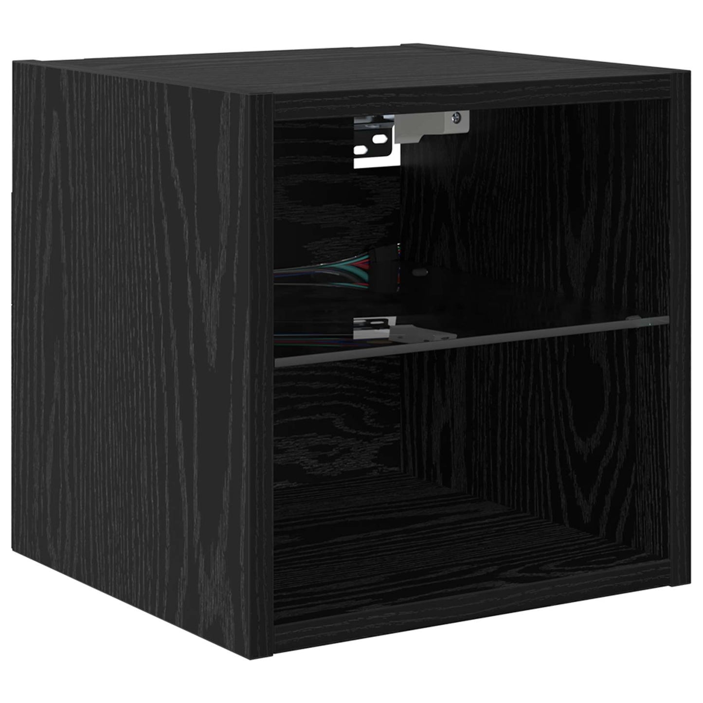TV-Wandmöbel mit LED 4 pcs Schwarz Eichen-Optik Holzwerkstoff