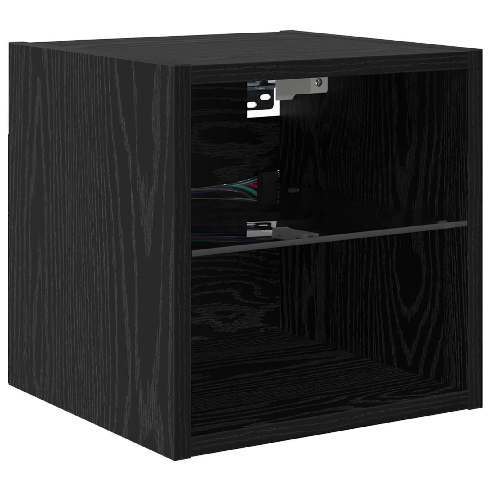 TV-Wandmöbel mit LED 4 pcs Schwarz Eichen-Optik Holzwerkstoff