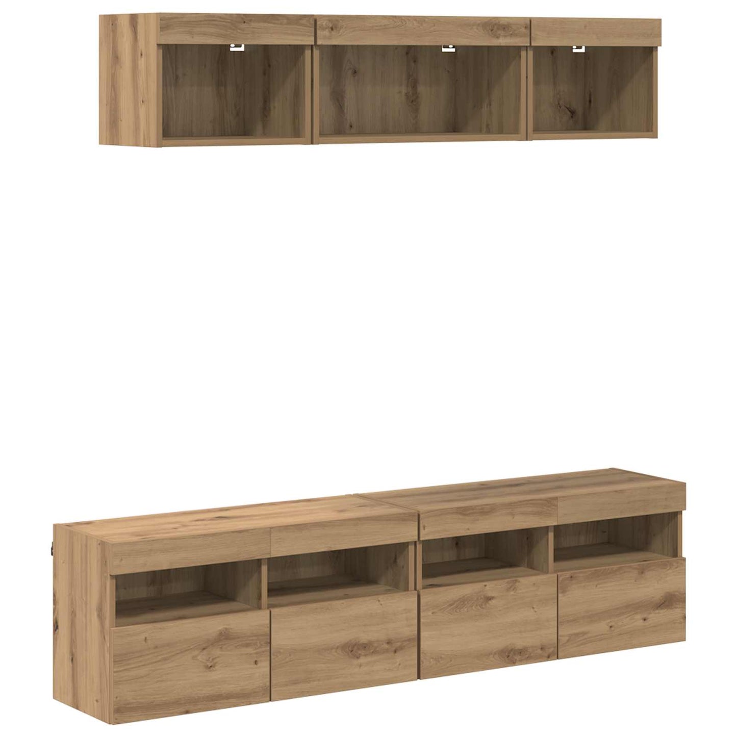 TV Wand Einheiten mit LED 5 pcs Artisan-Eiche Holzwerkstoff