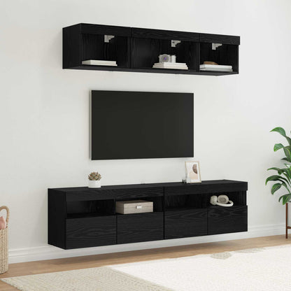 TV Wand Einheiten mit LED 5 stk. Schwarz Eichen-Optik