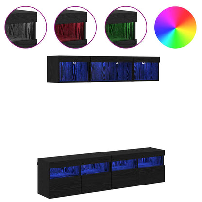 TV Wand Einheiten mit LED 5 stk. Schwarz Eichen-Optik
