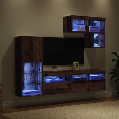 TV-Wandgeräte 6 stk. Altholz Holzwerkstoff