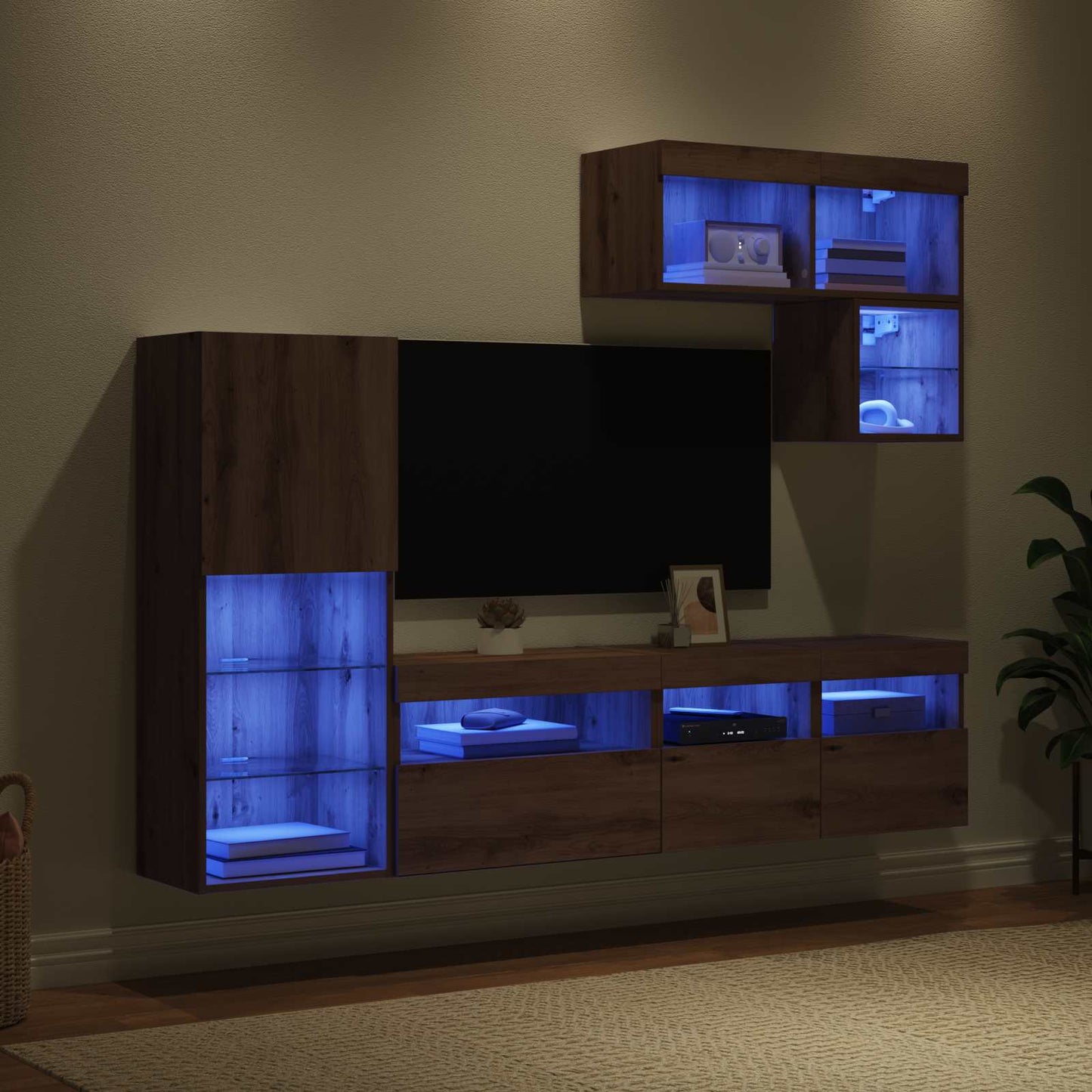 TV-Wandgeräte 6 stk. Artisan-Eiche Holzwerkstoff