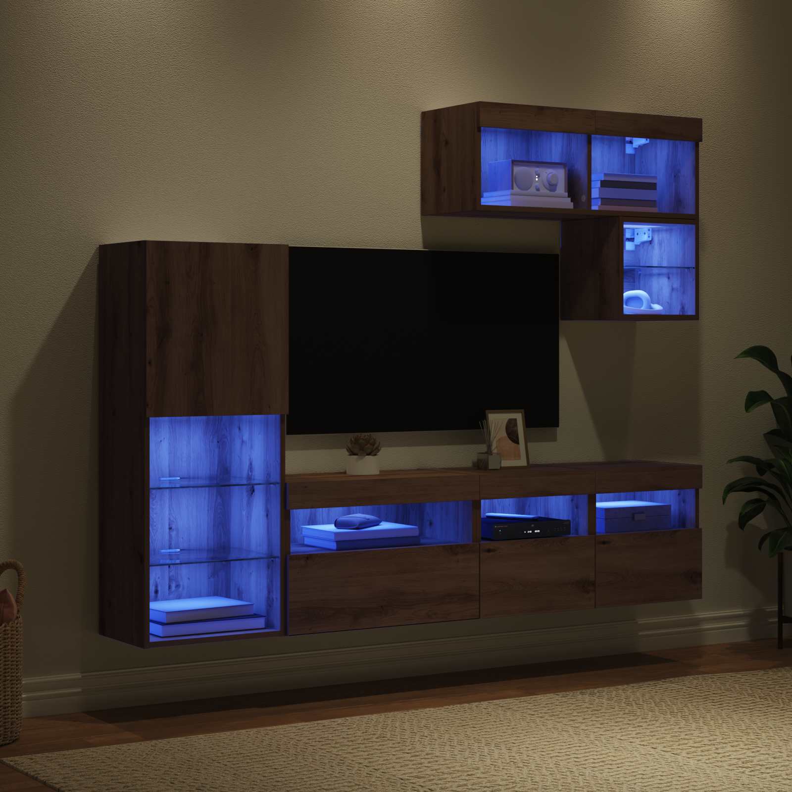 TV-Wandgeräte 6 stk. Artisan-Eiche Holzwerkstoff
