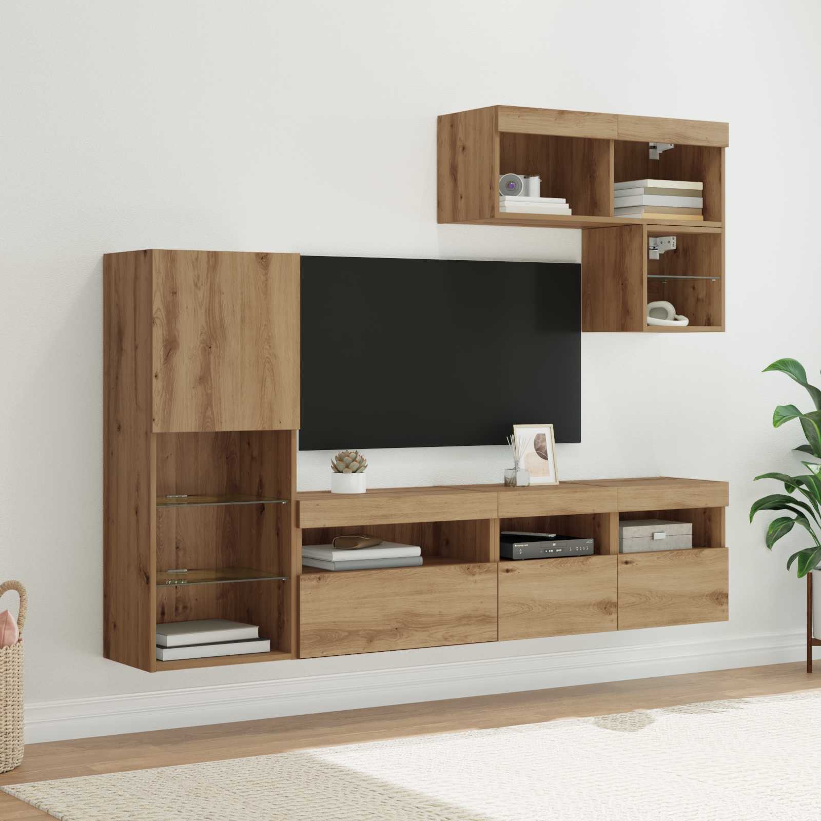 TV-Wandgeräte 6 stk. Artisan-Eiche Holzwerkstoff